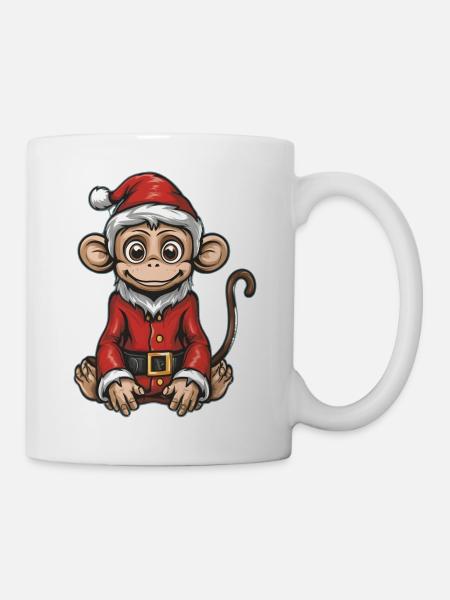 Weihnachtsmann Affe - Tasse - Weiß
