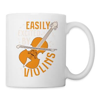 Easily Excited By Violins Violinist Orchestra - Mug - white - Right