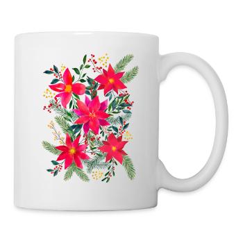 Festive Christmas Terne Floral Bouquet Watercolor - Mug - white - Right