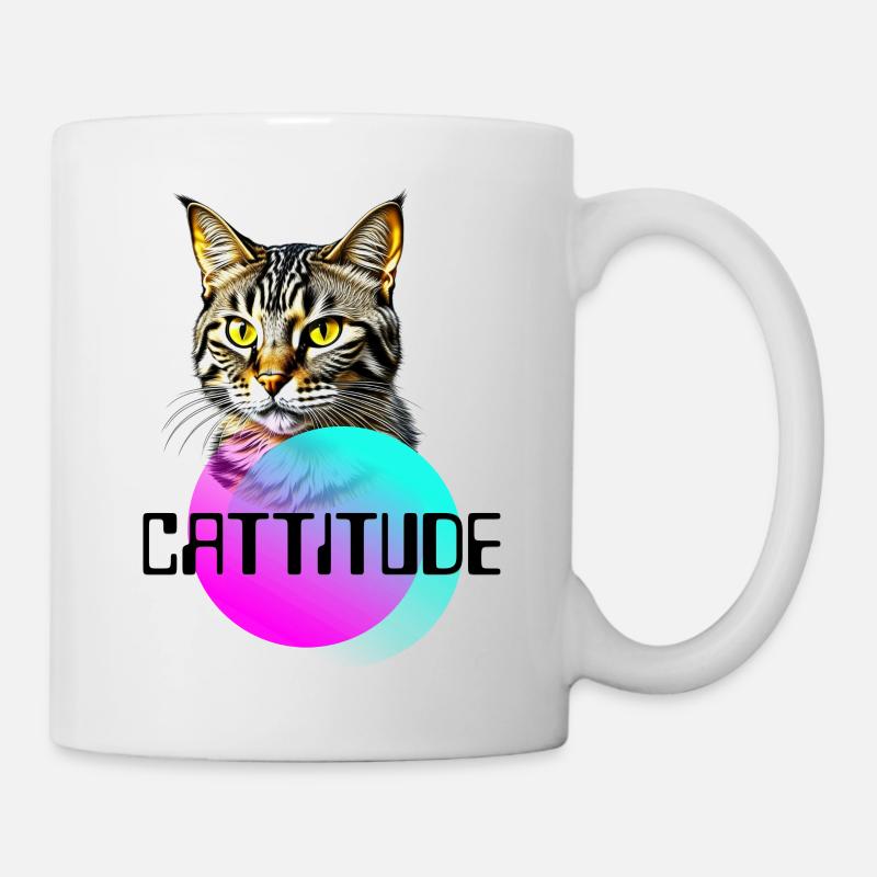 Chat avec cattitude, chat mignon avec qui tu ne plaisantes pas - Mug blanc - blanc