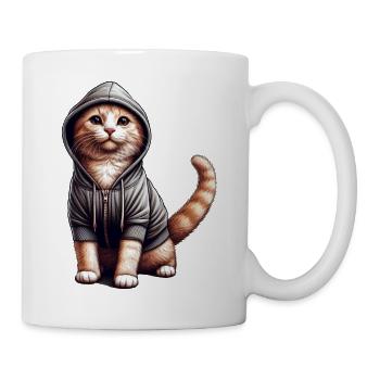 Cat Wearing Hoodie - Mug - white - Right