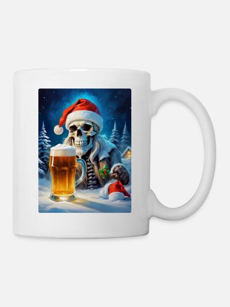 Weihnachten Skull Bier 1.2 - Tasse - Weiß