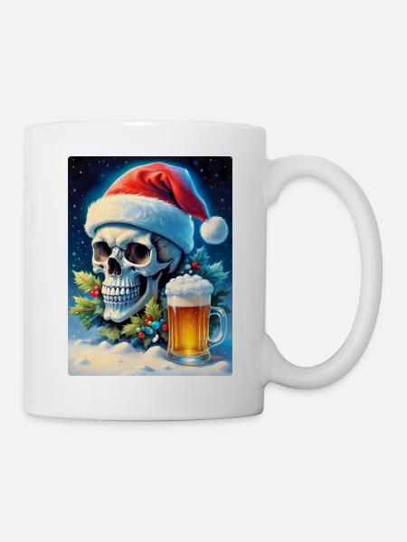 Weihnachten Skull Bier 1.7 - Tasse - Weiß