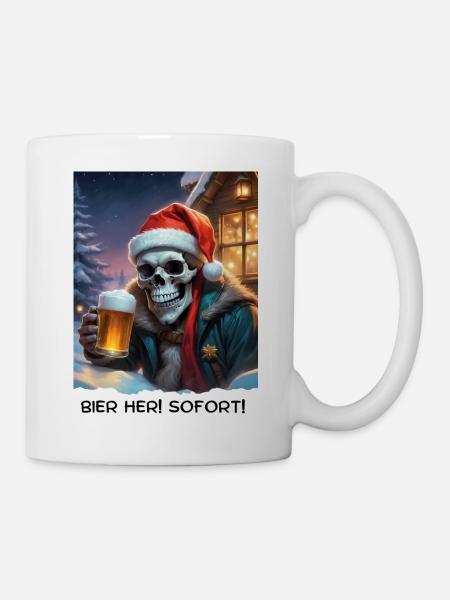 Weihnachten Skull Bier 2.1 - Tasse - Weiß