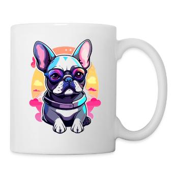 Französische Bulldogge Hund Illustration - Tasse - Weiß - Rechts