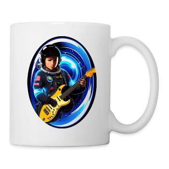 Asiatische Astronautin spielt im All Gitarre - Tasse - Weiß - Rechts