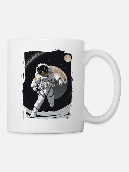 Astronaute courant sur la lune - Mug blanc - blanc