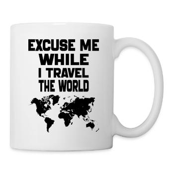Excuse Me While I Travel The World-World Map gift - Mug blanc - blanc - Droite