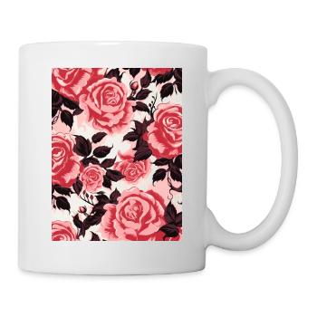 Rose, Muster, blume, pastel, floral - Tasse - Weiß - Rechts