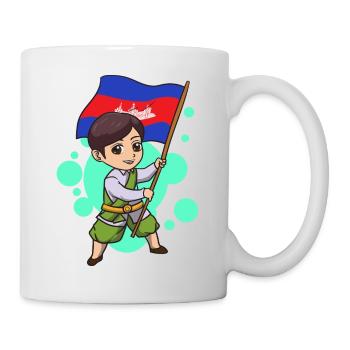 Temple du Cambodge Khmer Vintage drapeau je cadeau - Mug blanc - blanc - Droite