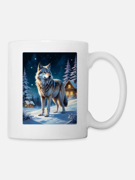Winterlandschaft Wolf 1.9 - Tasse - Weiß