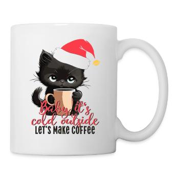 cat christmas coffee cat coffee winter cold - Mug - white - Right