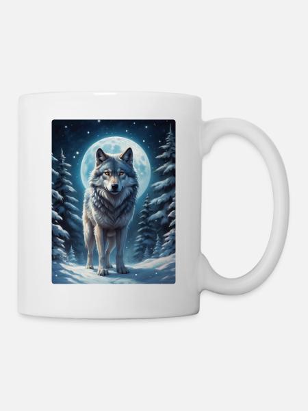 Winterlandschaft Wolf 1.13 - Tasse - Weiß