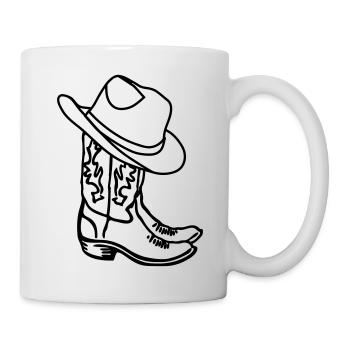 Cowboy boots with hat - Mug - white - Right