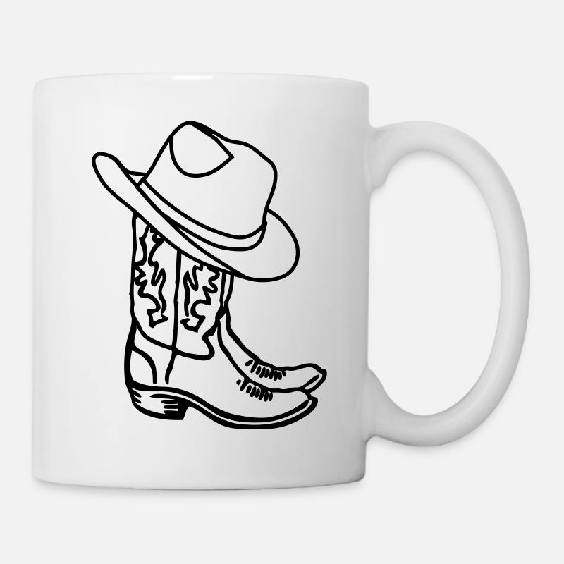 Cowboy Boots mit Hut - Tasse - Weiß