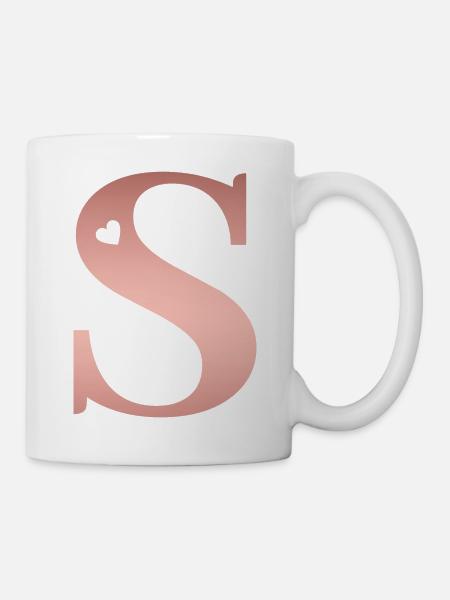 Buchstabe S Roségold - Tasse - Weiß
