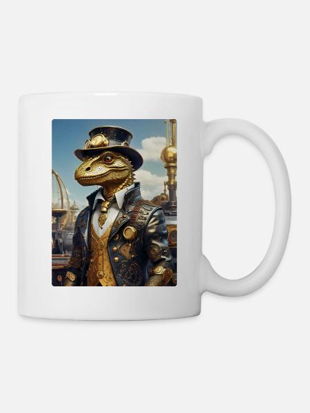 Steampunk Dino 1.12 - Tasse - Weiß