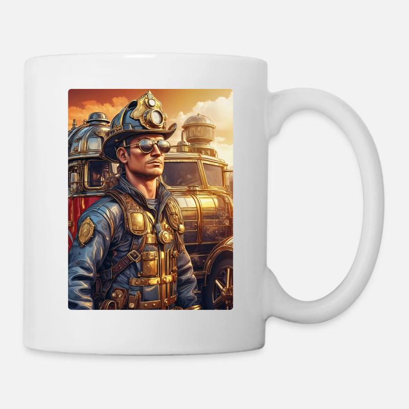 Steampunk Firefighter Man 1.2 - Tasse - Weiß