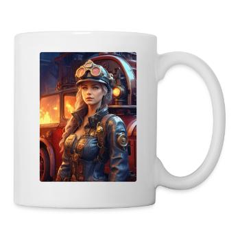 Femme pompier steampunk 1.9 - Mug blanc - blanc - Droite