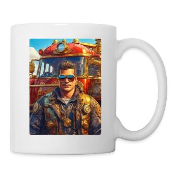 Homme pompier steampunk 1.36 - Mug blanc - blanc - Droite