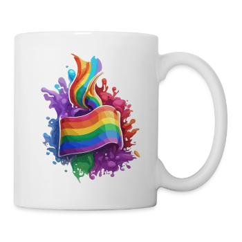 Regenbogen Flagge / LGBTQIA+ /Transgender / Gay - Tasse - Weiß - Rechts