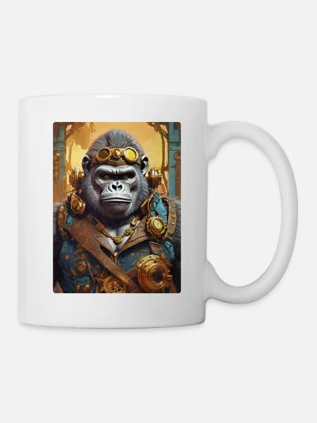 Steampunk Gorilla 1.11 - Tasse - Weiß