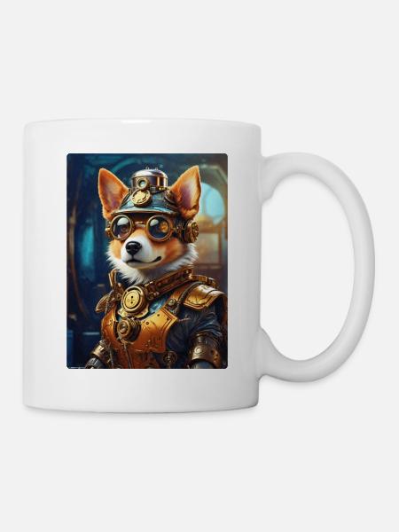 Steampunk Hund 1.7 - Tasse - Weiß