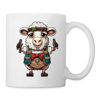 Lederhose / Tier / Tracht / Tradition / Schaf - Tasse - Weiß - Rechts