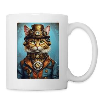 Steampunk Katze 1.6 - Tasse - Weiß - Rechts