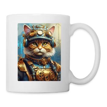 Steampunk Katze 1.4 - Tasse - Weiß - Rechts