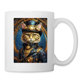 Steampunk Katze 1.5 - Tasse - Weiß - Rechts