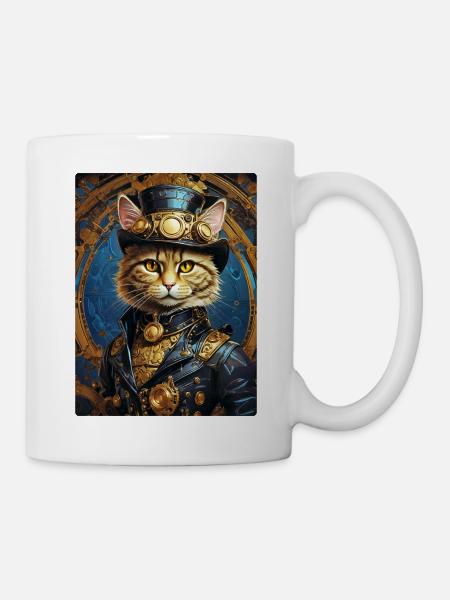 Steampunk Katze 1.5 - Tasse - Weiß
