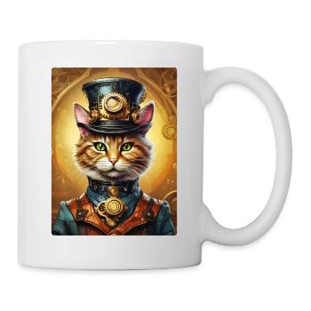 Steampunk Katze 1.1 - Tasse - Weiß - Rechts