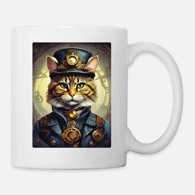 Steampunk Katze 1.19 - Tasse - Weiß