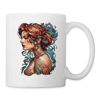 Frau / hübsch / Porträt / Tattoo / Model - Tasse - Weiß - Rechts