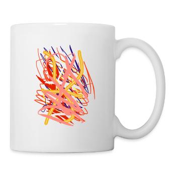 Abstrakte farbige Spinne Kunst auf T-Shirt - Tasse - Weiß - Rechts