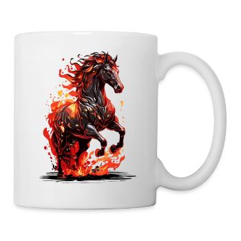 Pferd Pony Hölle Feuer Flamme - Tasse - Weiß - Rechts