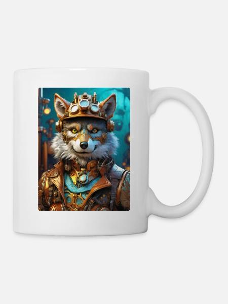 Steampunk Wolf 1.13 - Tasse - Weiß
