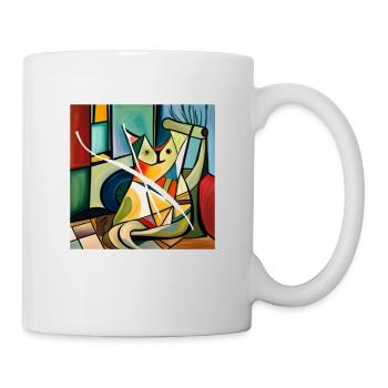 Cat image on t-shirt (in abstract) - Mug - white - Right