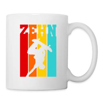 Zehn Jahre alt - Alter - Geburtstag - Kind Skater - Tasse - Weiß - Rechts