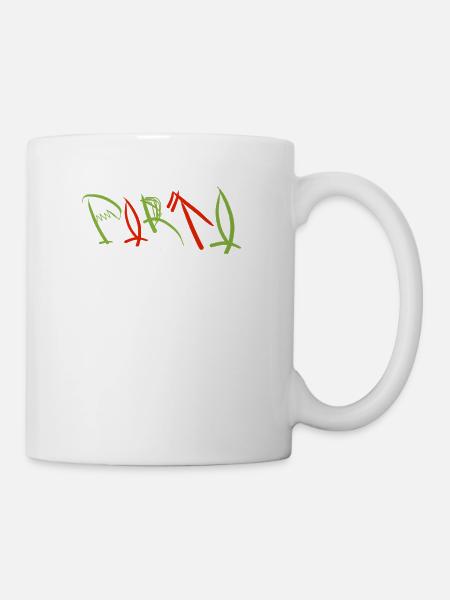 Grün-rotes Porto Souvenir - Tasse - Weiß