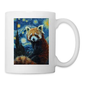 Red Panda, Van Gogh, Starry Night - Mug - white - Right