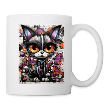 Inspiration de géométrie Cat Graffiti - Mug blanc - blanc - Droite