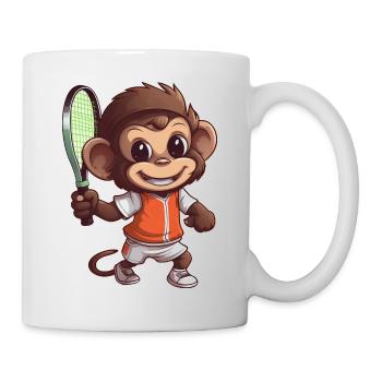 Affen im Tennis- und Badminton-Duell - Lustiger - Tasse - Weiß - Rechts