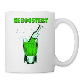 Geboostert Pfeffi Pfefferminz Likör JGA Schnaps - Tasse - Weiß - Rechts