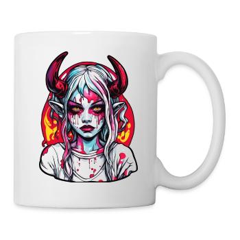 teuflische Frau / blut / Gothic / Heavy Metal - Tasse - Weiß - Rechts