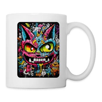 Chat graffiti abstrait - Mug blanc - blanc - Droite