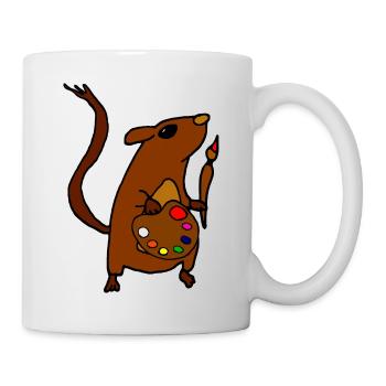 Künstlermaus Rennmaus Maler - Tasse - Weiß - Rechts