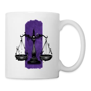 Ausgewogenes Urteil: Waage der Gerechtigkeit - Tasse - Weiß - Rechts