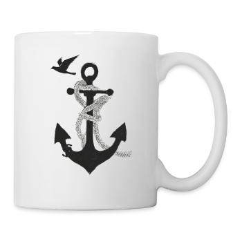 Anker mit Möwe - Tasse - Weiß - Rechts